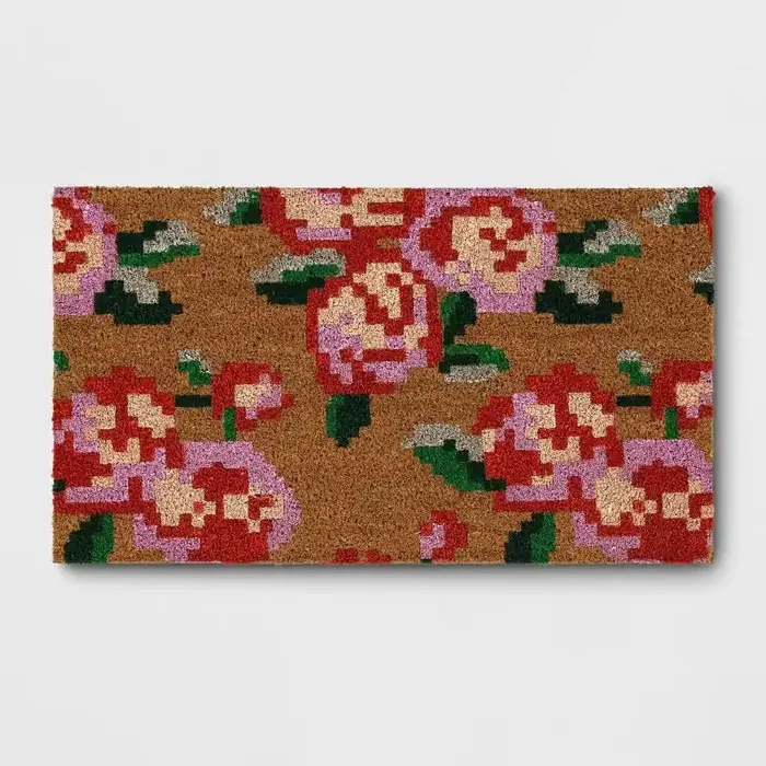 1‘4″x2‘4″ Floral Coir Doormat Red/Pink – Room Essentials™