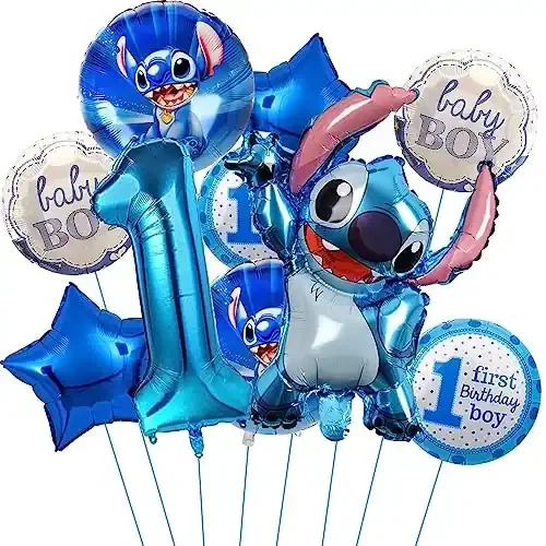 10 PCS Stitch Party Balloons Stitch Birthday Party Decorations Party Supplies Kit.