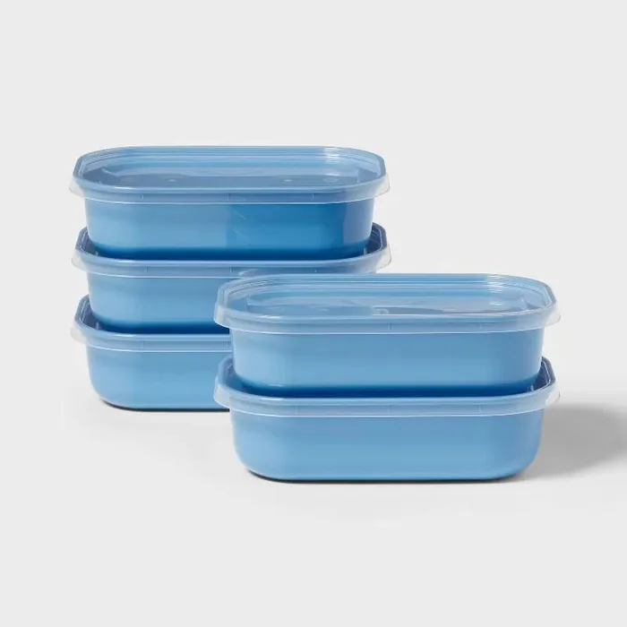 10pc (set of 5) Single Compartment Plastic Meal Prep Food Storage Container Set Blue – Room Essentials™