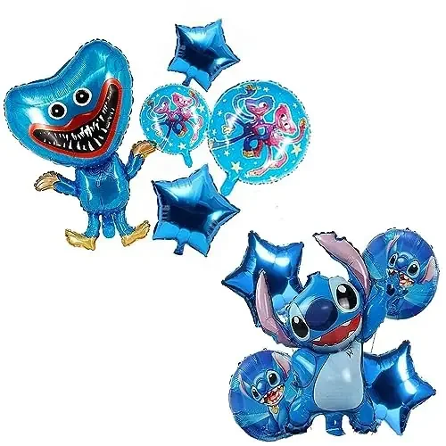 10Pcs Stitch and Alien Balloon Happy Birthday Foil Balloons Latex Balloon for Kids Baby Shower Birthday Decorations.