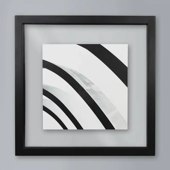 12″ x 12″ Matted to 8″ x 8″ Thin Gallery Float Frame Black – Threshold™ Modern Square Wall Display, MDF, Glass Glazing