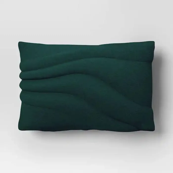 12″ x 18″ Lumbar Cotton Jersey Quilted Puff Throw Pillow Green – Room Essentials™