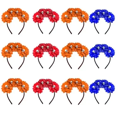 12pc Headbands Design Hair Bands Happy Halloween Party Hair Accessories for Kids Women Cute Headwear Hair Hoop for Halloween Hair Decorations