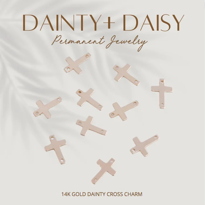 14K GOLD DIPPED DAINTY CROSS CHARM