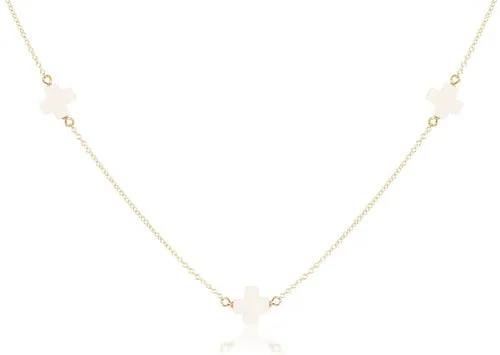 15″ CHOKER SIMPLICITY CHAIN GOLD – SIGNATURE CROSS OFF-WHITE