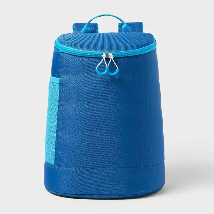 15 Cans/20.7qt Backpack Cooler – Sun Squad™ Blue Zip Closure, Adjustable Straps