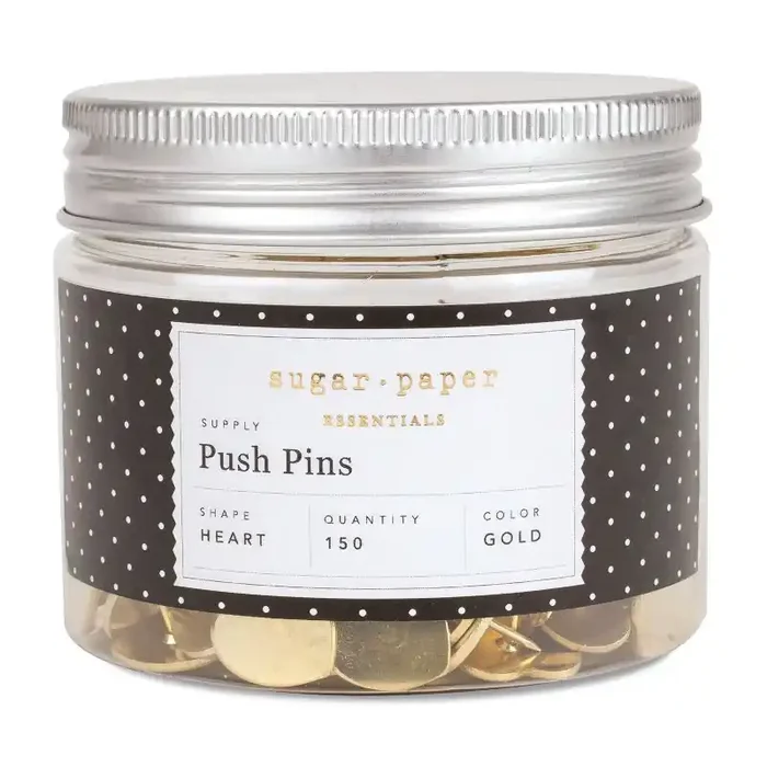 150ct Heart Shaped Push Pins Gold – Sugar Paper Essentials