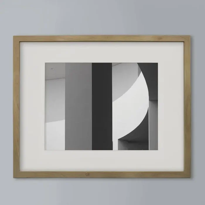 16″ x 20″ Matted to 11″ x 14″ Thin Gallery Frame Natural – Threshold™ Modern Style, Beveled Acid-Free Mat, MDF Material