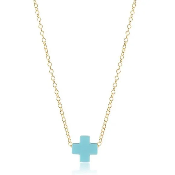16 Inch Necklace Gold Signature Cross Turquoise