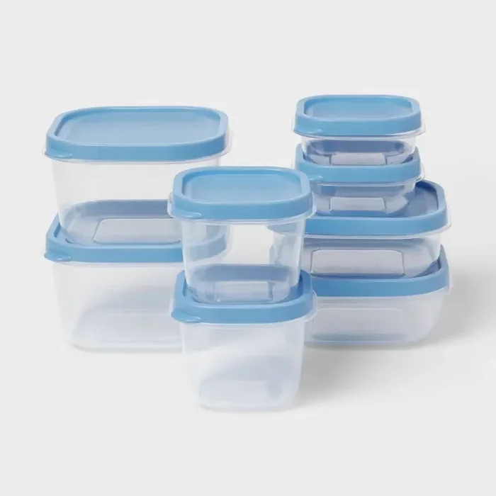 16pc (set of 8) Plastic Food Storage Container Set Blue – Room Essentials™