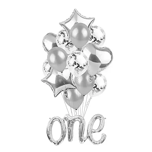 1st Birthday Decorations – Monthly Milestone Birthday Photo Banner for Newborn to 12 Months Picture Banner (Pictures not Included) (One Set Silver)