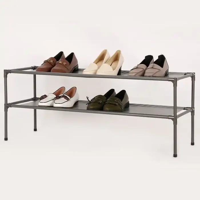2-Tier Fabric Shoe Rack – Room Essentials™ Freestanding Shoe Organizer, Holds 8 Pairs, Steel Frame, Dark Gray