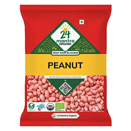 24 Mantra Organic Raw Peanuts/Moongphali – 1 Kg Pack of 1 Chemical Free & Pesticides Free Unadulterated Healthy Snack Versatile Ingredient