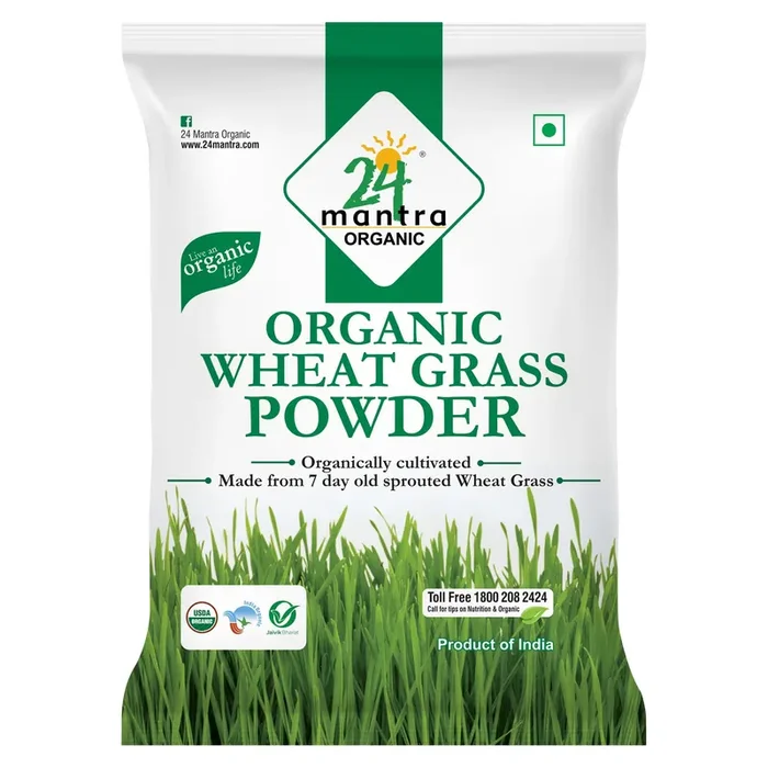 24 Mantra Organic Wheat Grass Powder – 100gms Pack of 1 100% Organic Chemical Free & Pesticides Free