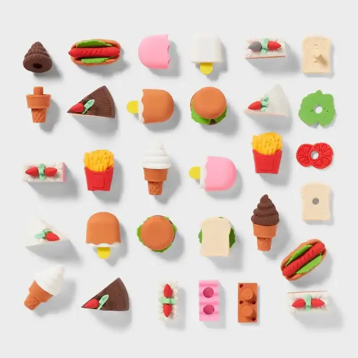 24ct Food Eraser – Spritz™ Fun & Cute Novelty Erasers for Kids, Multicolored Stationery Set