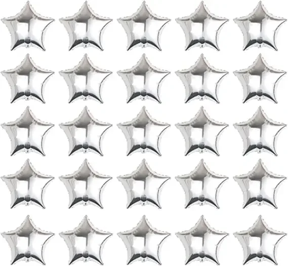 25 Pieces 18 inch. Silver Star Helium Foil Balloon for Baby Shower Wedding and Engagement Party Decoration