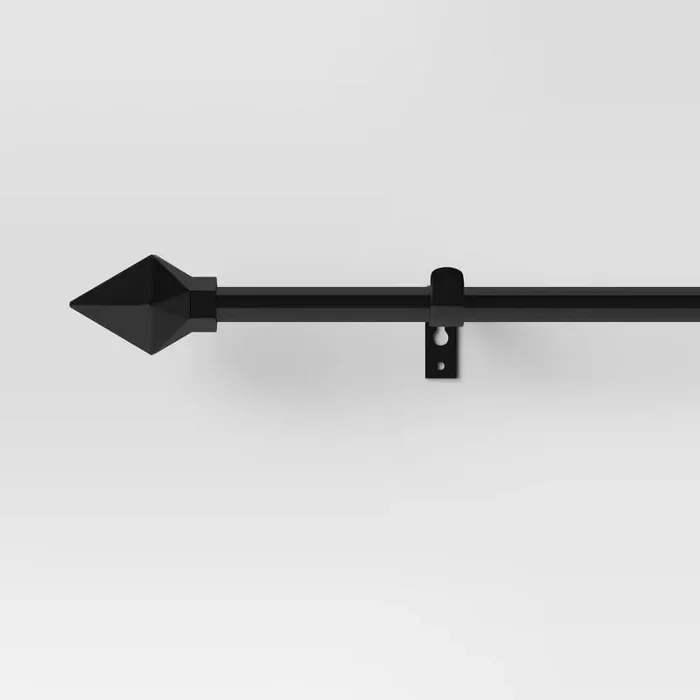28″-48″ Café Faceted Pyramid Curtain Rod Black – Room Essentials™ Adjustable Metal, Single Rod, 4 Pieces