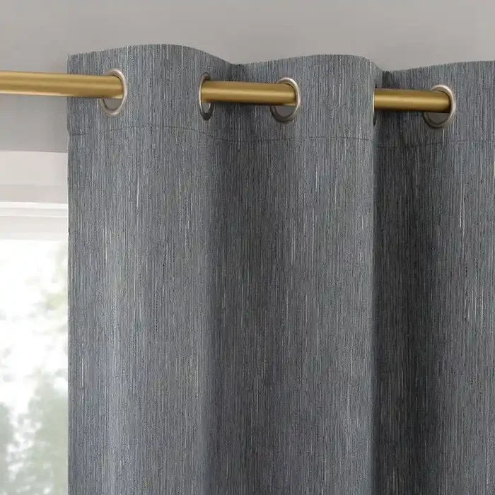 2pc 37″x84″ Sun Zero Halleck Vertical Strie 100% Blackout Grommet Curtain Panel Pair Slate Blue Modern Energy Efficient, Noise Reduction