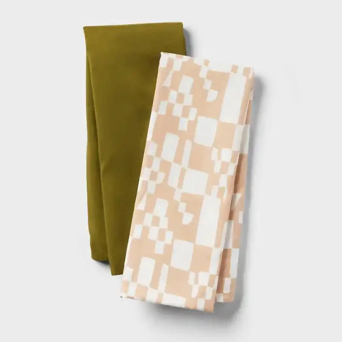 2pk Microfiber Body Pillow Cover Abstract Check/Olive Green – Room Essentials ™