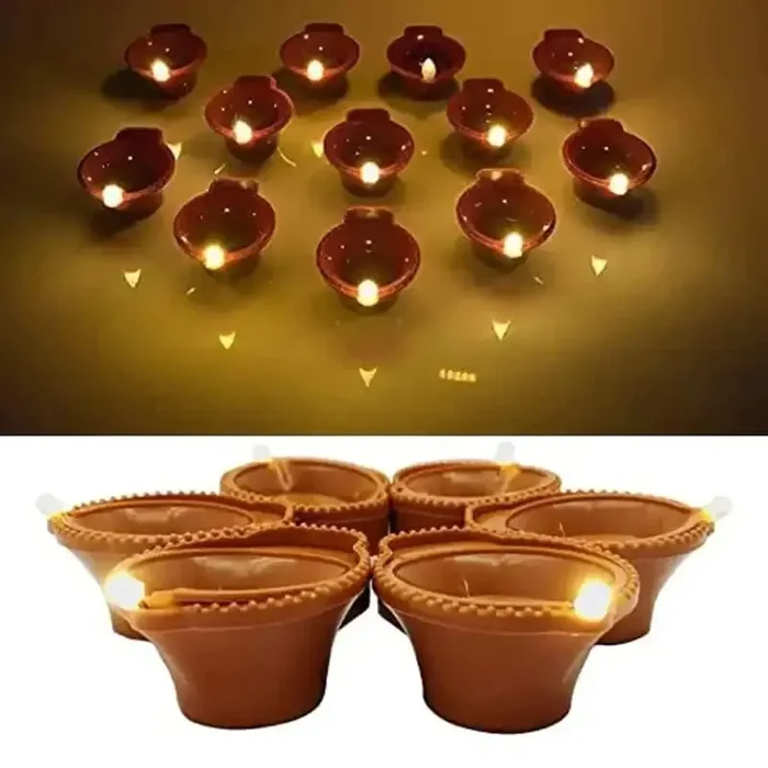 2VRN Water Sensor Led Diyas Candle with Water Sensing E-Diya, Warm Orange Ambient Lights, Battery Operated Led Candles for Home Decor, Festivals Decoration (Set of 24)