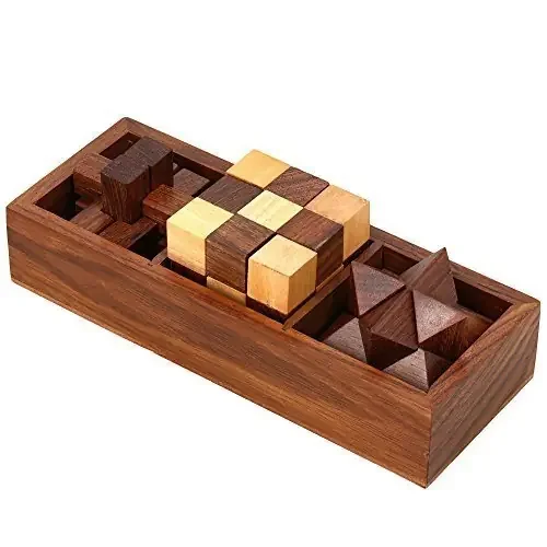 3-in-One Wooden Puzzle Games Set – 3D Puzzles