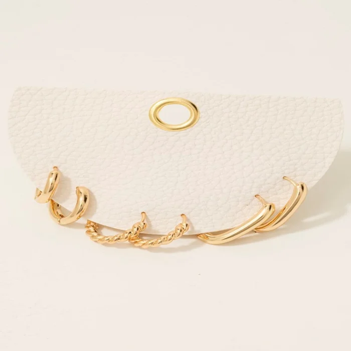 3 Piece Assorted Hoop Earring Set – Gold