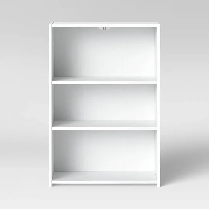 3 Shelf Bookcase White – Room Essentials™ Modern Style, Open Shelving, Wood Composite, No Tools Included