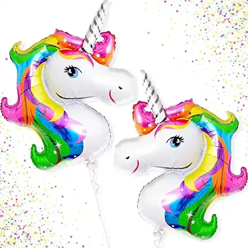 32 Inch Rainbow Unicorn Balloons- Pack of 2 Unicorn Birthday Balloons for Unicorn Birthday Decorations for Girls
