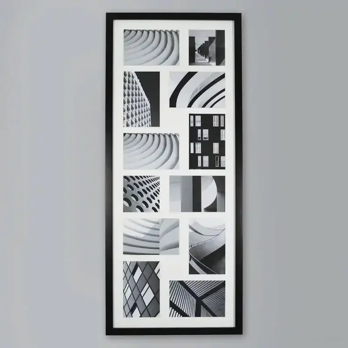 33″x14″ Thin Collage Holds 12 Photo Frame Black – Threshold™ Modern Style, MDF Material, Wall Mountable