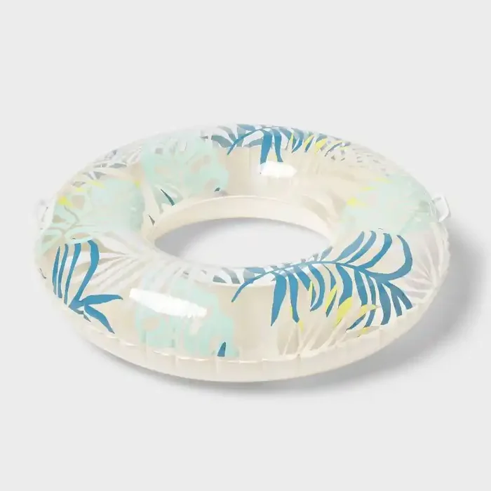 36‘‘ Palm Leaf Pool Tube with Handles Inner Tube – Sun Squad™ White PVC Water Float