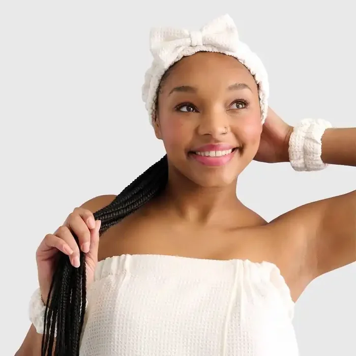 3pc Spa Headband and Wrist Scrunchie Set Ivory – Room Essentials™