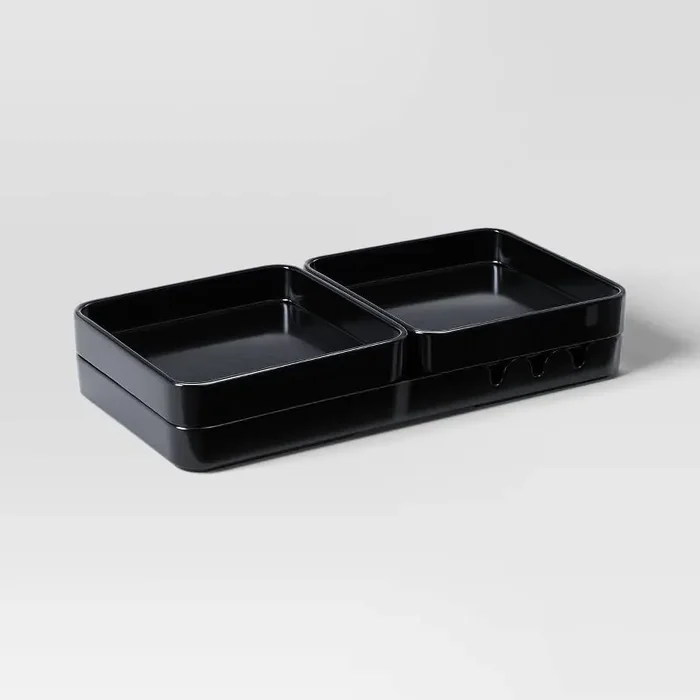 3pc Stackable Melamine Decorative Trays Black – Room Essentials™