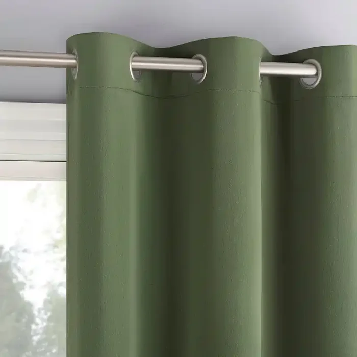 40″x84″ Sun Zero Brighton Velvet 100% Blackout Grommet Curtain Panel Sage Green Modern, Energy Efficient, Noise Reduction