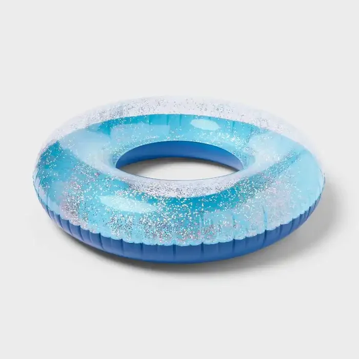 42″ Ring Tube with Glitter – Sun Squad™ Light Blue Inflatable Pool Toy