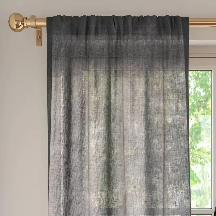 42″x84″ Sheer Crinkled Gauze Matelassé Curtain Panel Gray – Room Essentials™