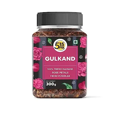 5 15PM Gulkand 300gm Premium Rose Petal Jam Sun Cooked Damask Rose Gulkand 100% Natural & Pure Fresh Rose Petals Jam -300g