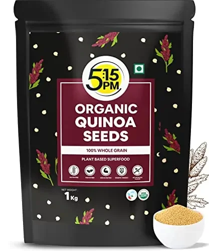 5 15PM Quinoa Seeds 1kg 100% Organic White Quinoa Seeds Healthy Cereal for Breakfast Rich in Protein Fibre and Calcium 1kg