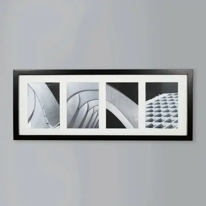 5″ x 7″ Thin Collage 4 Photos Frame Black – Threshold™ Modern Wall Decor, MDF Material, Glass Window