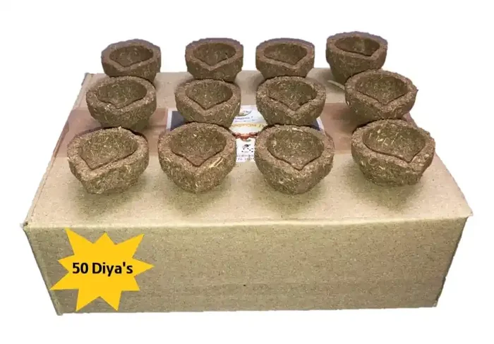 ( 50 Diya‘s )Chemical Free – Pure Natural – Nagaas Panchagavya Gobar Floating Diya Vilakku Deepa Made of 5 Natural Elements – Cow Dung Gomutra Milk Curd and Ghee for Daily Puja Festivals Navaratri Diwali