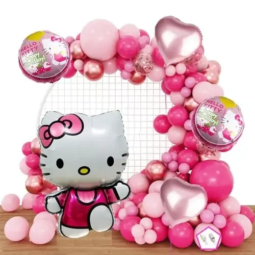 57Pcs Kitty Theme Foil Balloon Party Decorations Kit for Girls Birthday party & kitty theme Decoration party.