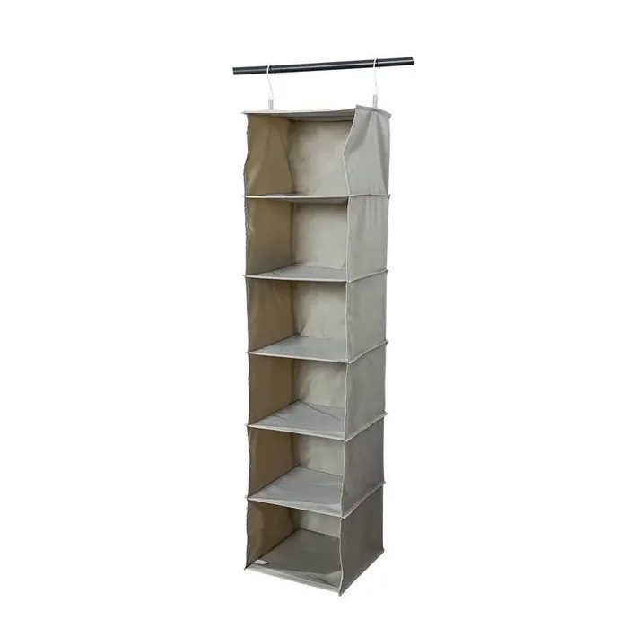 6 Shelf Hanging Closet Organizer Gray – Room Essentials™ Clothes & Garment Storage, Hanging Shelves, 40lb Capacity