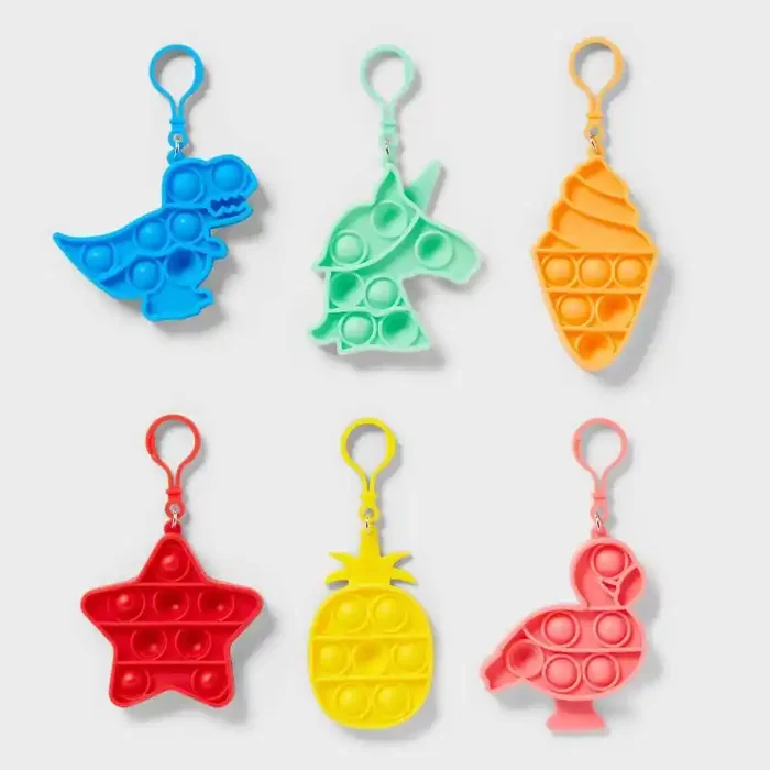 6ct Bubble Pop Keychain Favors – Spritz™ Multicolored Party Favor Toys for Kids, All Occasions, Ages 4+