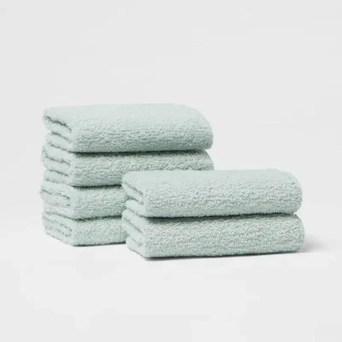 6pk Washcloth Set Mint – Room Essentials™ Lightweight Cotton-Poly Blend, Terry Construction, OEKO-TEX Certified