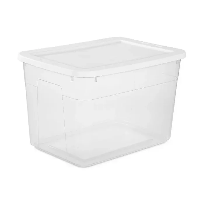 70qt Clear Storage Box with White Lid – Room Essentials™ Plastic Stackable Bin with Snap Closure, Universal Storage