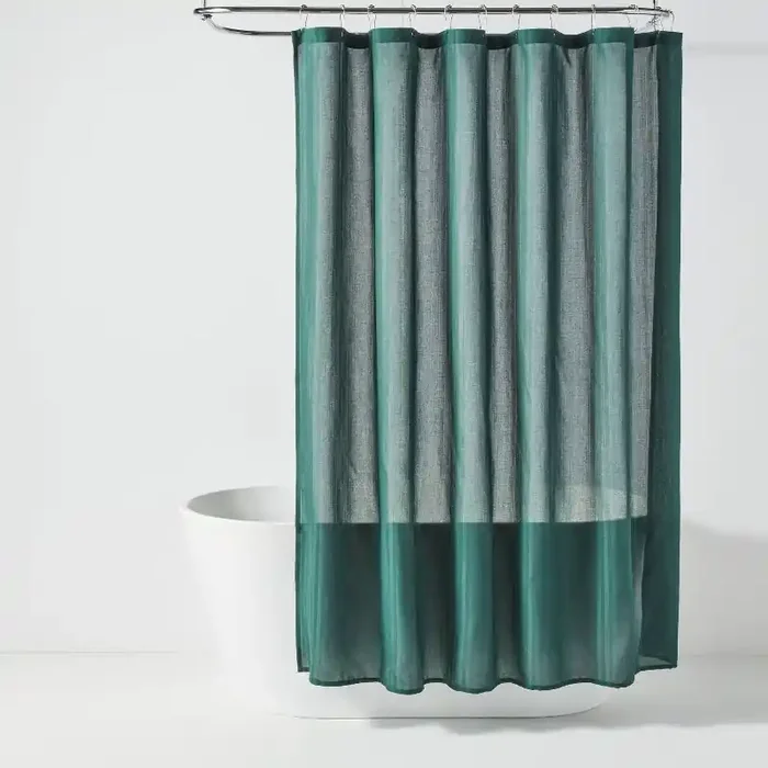 72″x72″ Herringbone Fabric Shower Curtain Dark Green – Room Essentials™
