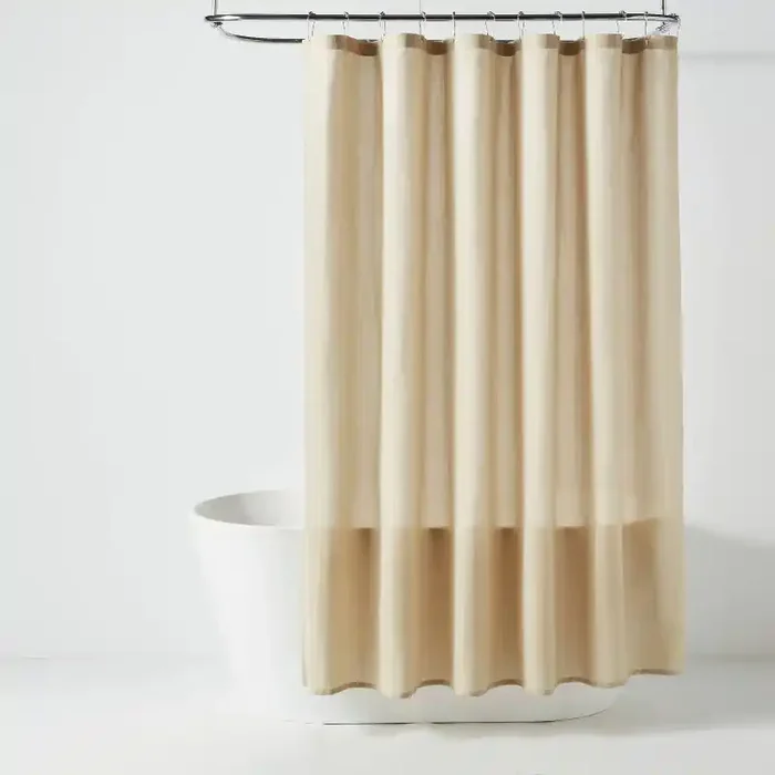 72″x72″ Herringbone Fabric Shower Curtain Tan – Room Essentials™