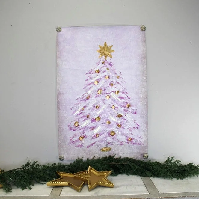 ” A Pink Christmas ” Canvas Christmas Tree 24×36″ by TradeCie
