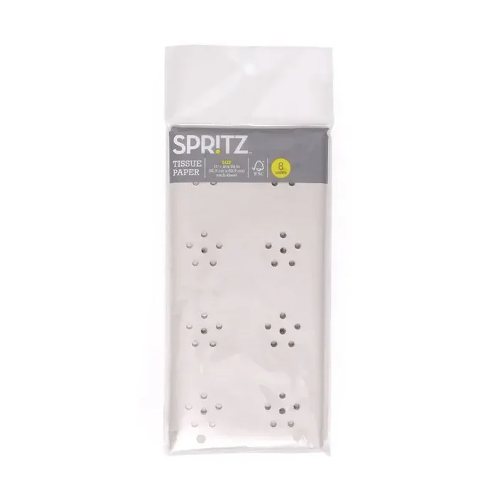 8ct Pegged Die-cut Tissue Paper Warm Gray – Spritz™ Gift Packaging Accessories, Solid Pattern, All Occasions, 16.5″x24″