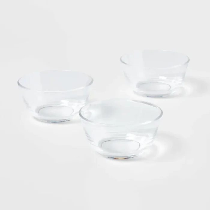 8oz 3pk Plastic Mini Bowls – Room Essentials™ Clear Snack Bowls, Dishwasher-Safe, Small Round Dining Set