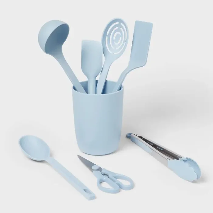 8pc Nylon Kitchen Utensil Set with Holder Blue – Room Essentials™